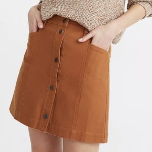 NWT Madewell Button Front A-Line pocket mini skirt